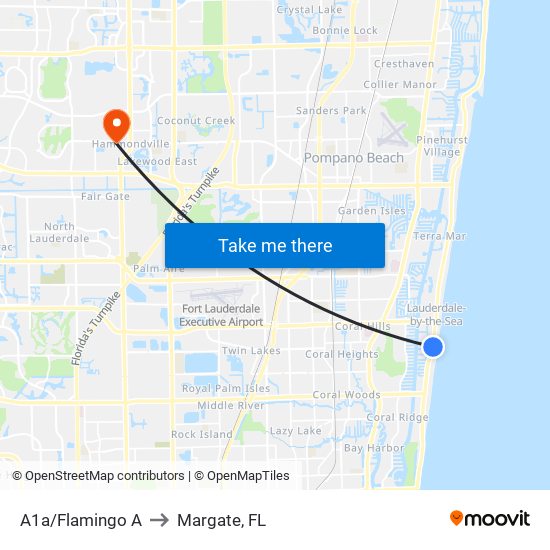 A1a/Flamingo A to Margate, FL map