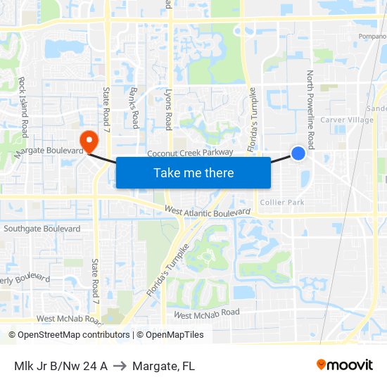 Mlk Jr B/Nw 24 A to Margate, FL map