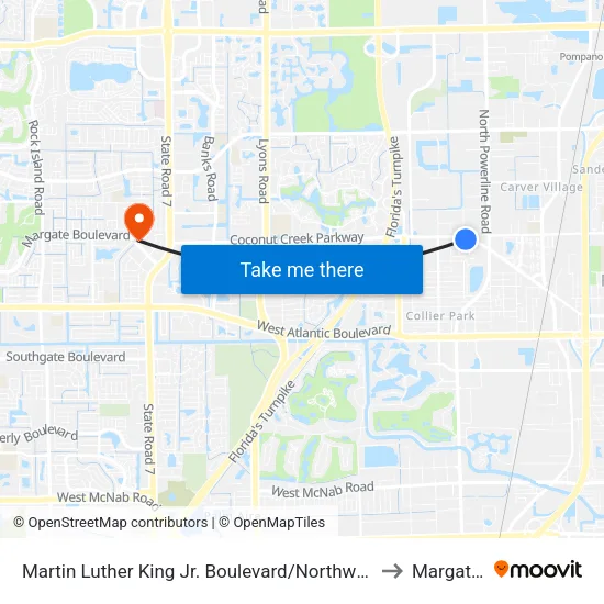 Martin Luther King Jr. Boulevard/Northwest 24th Avenue to Margate, FL map