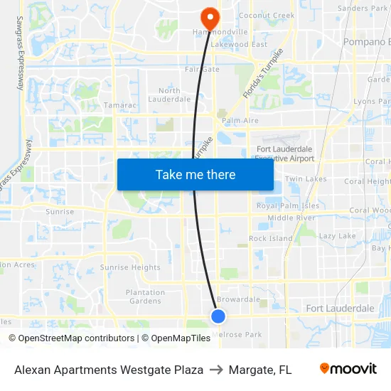 Alexan Apartments Westgate Plaza to Margate, FL map