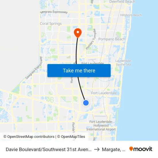 Davie Boulevard/Southwest 31st Avenue to Margate, FL map