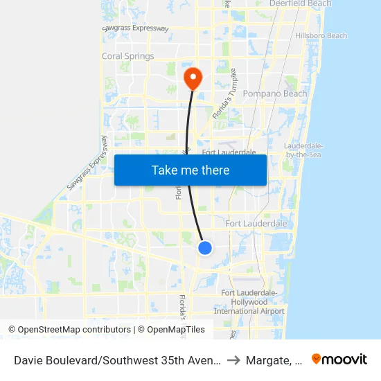 Davie Boulevard/Southwest 35th Avenue to Margate, FL map