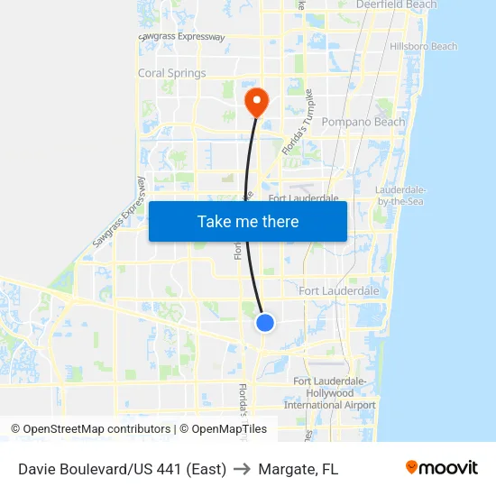 Davie Boulevard/US 441 (East) to Margate, FL map