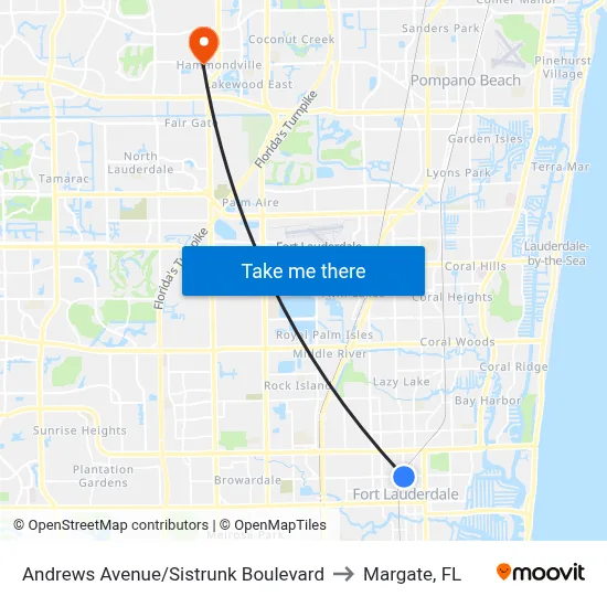 Andrews Avenue/Sistrunk Boulevard to Margate, FL map