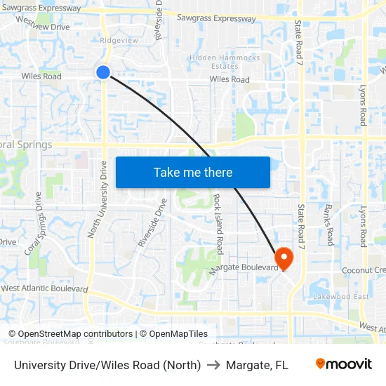 University Drive/Wiles Road (North) to Margate, FL map