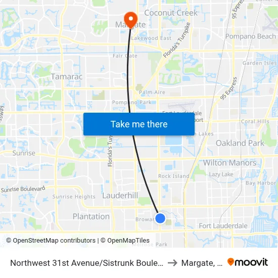 Northwest 31st Avenue/Sistrunk Boulevard to Margate, FL map