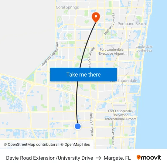 Davie Road Extension/University Drive to Margate, FL map