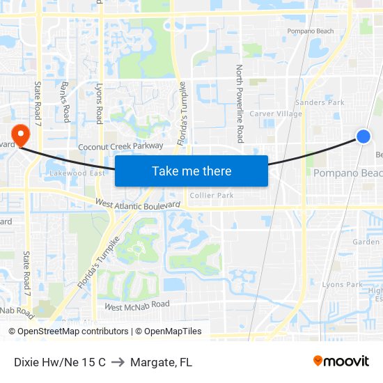 DIXIE HW/NE 15 C to Margate, FL map