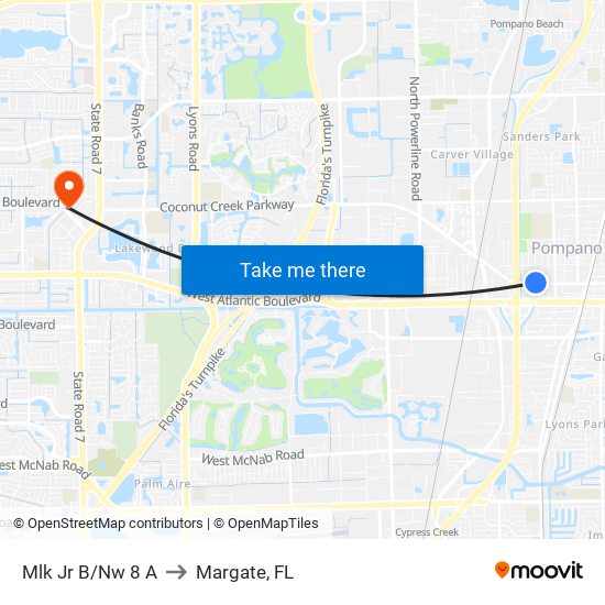 MLK JR B/NW 8 A to Margate, FL map