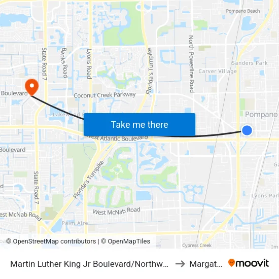 Martin Luther King Jr Boulevard/Northwest 8th Avenue to Margate, FL map