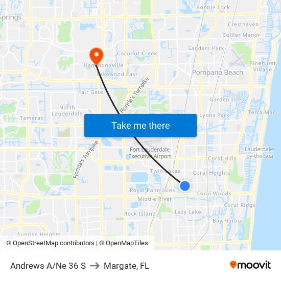 Andrews A/Ne 36 S to Margate, FL map