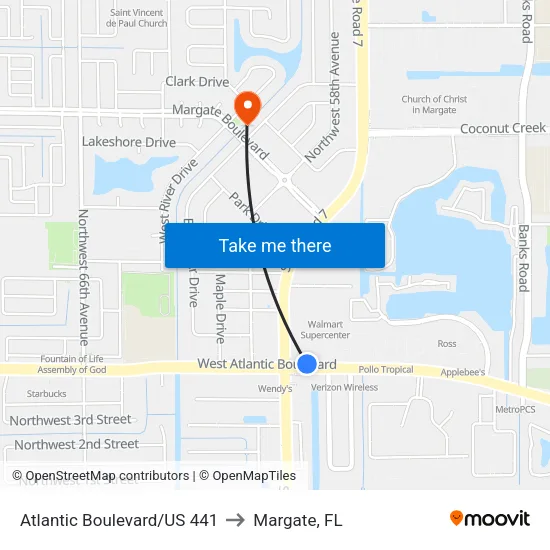 Atlantic Boulevard/US 441 to Margate, FL map