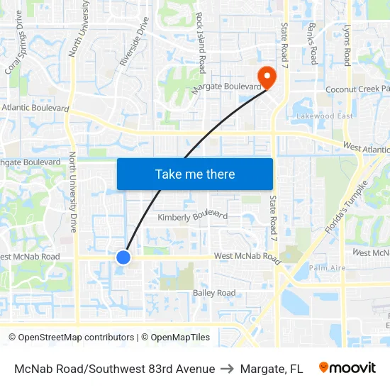 McNab Road/Southwest 83rd Avenue to Margate, FL map
