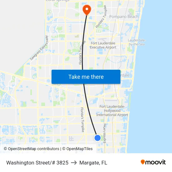 Washington Street/# 3825 to Margate, FL map