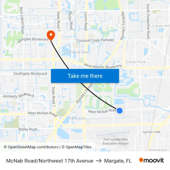 McNab Road/Northwest 17th Avenue to Margate, FL map