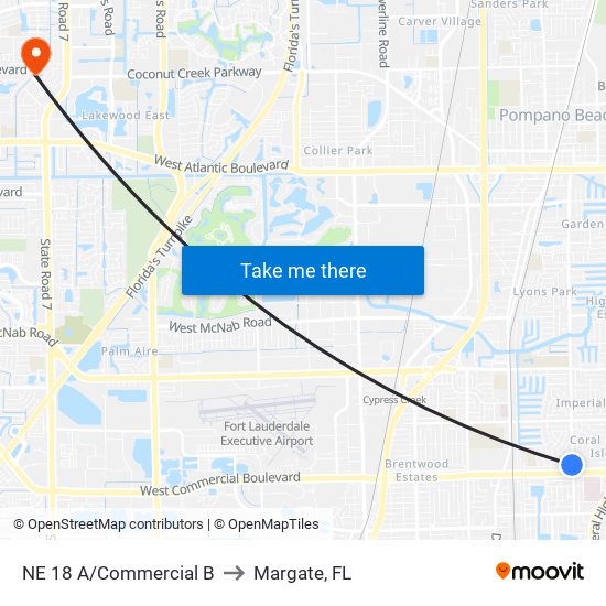 NE 18 A/Commercial B to Margate, FL map