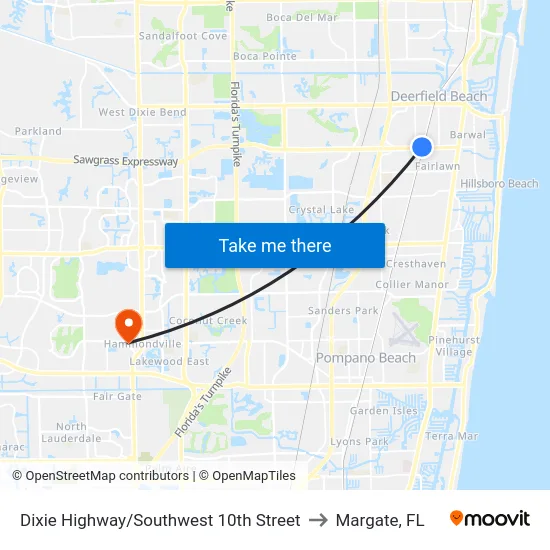 Dixie Highway/Southwest 10th Street to Margate, FL map