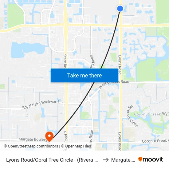 Lyons Road/Coral Tree Circle - (Rivera Palms) to Margate, FL map
