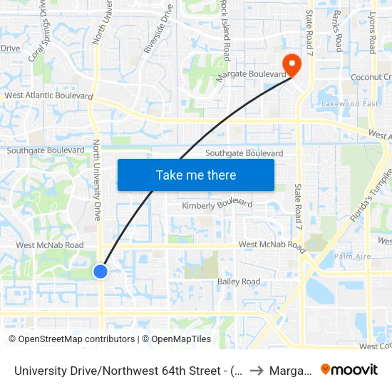 University Drive/Northwest 64th Street - (Concord Village II) to Margate, FL map