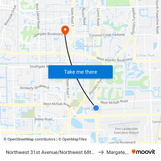 Northwest 31st Avenue/Northwest 68th Street to Margate, FL map