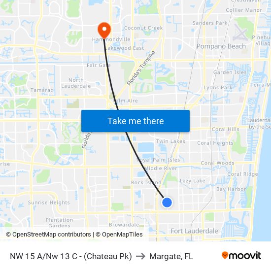 NW 15 A/Nw 13 C - (Chateau Pk) to Margate, FL map