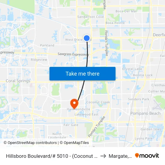 Hillsboro Boulevard/# 5010 - (Coconut Creek) to Margate, FL map