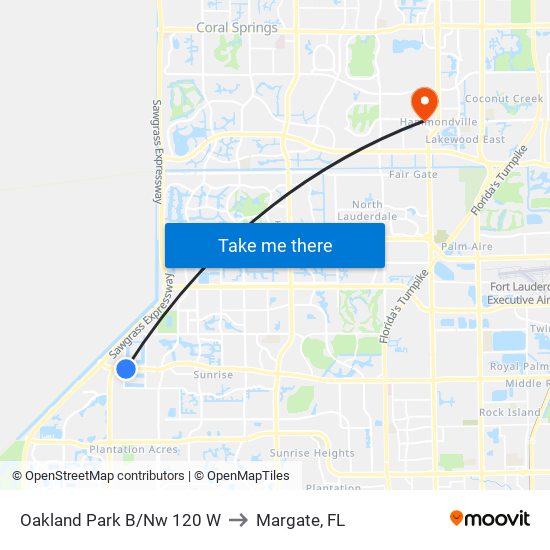 OAKLAND PARK B/NW 120 W to Margate, FL map