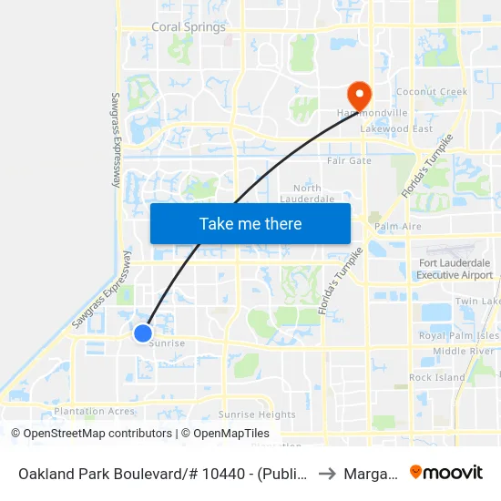 Oakland Park Boulevard/# 10440 - (Public Safety Complex) to Margate, FL map