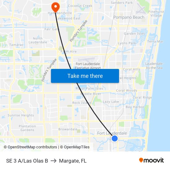 SE 3 A/Las Olas B to Margate, FL map