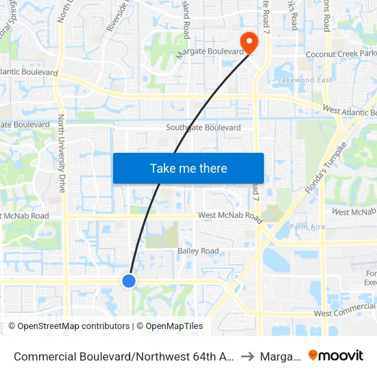Commercial Boulevard/Northwest 64th Avenue - (Walgreens) to Margate, FL map
