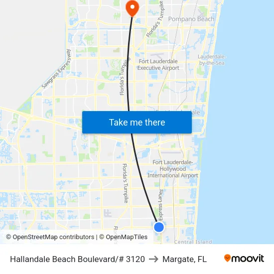 Hallandale Beach Boulevard/# 3120 to Margate, FL map