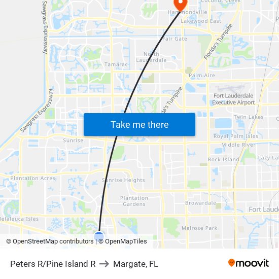 Peters R/Pine Island R to Margate, FL map