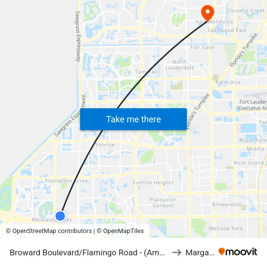 Broward Boulevard/Flamingo Road - (American Heritage School) to Margate, FL map