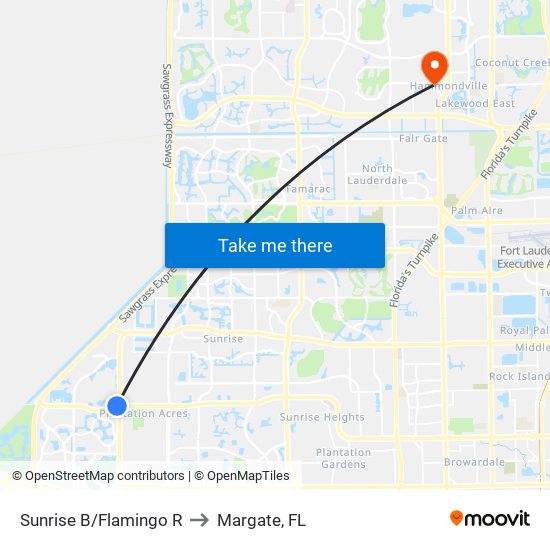 Sunrise B/Flamingo R to Margate, FL map