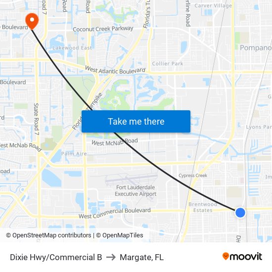 Dixie Hwy/Commercial B to Margate, FL map