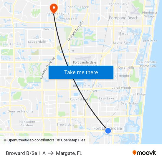 Broward B/Se 1 A to Margate, FL map
