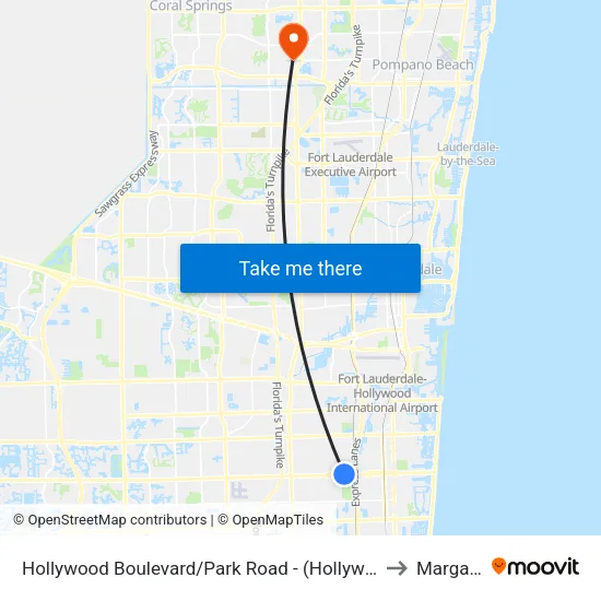 Hollywood Boulevard/Park Road - (Hollywood Hills Park & Ride) to Margate, FL map