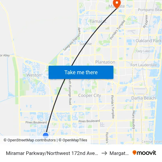 Miramar Parkway/Northwest 172nd Avenue - (Target) to Margate, FL map