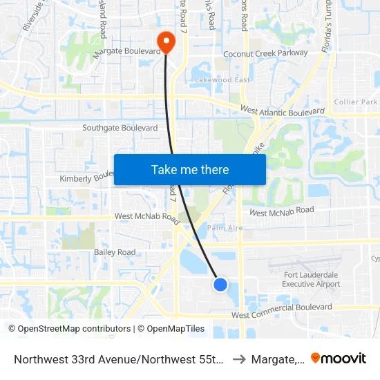 Northwest 33rd Avenue/Northwest 55th Street to Margate, FL map