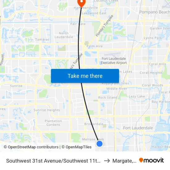 Southwest 31st Avenue/Southwest 11th Street to Margate, FL map