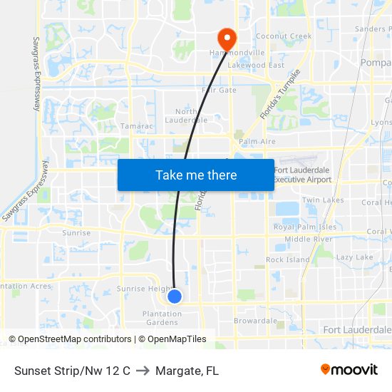 Sunset Strip/Nw 12 C to Margate, FL map