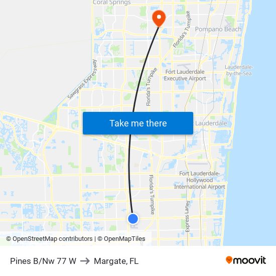 PINES B/NW 77 W to Margate, FL map