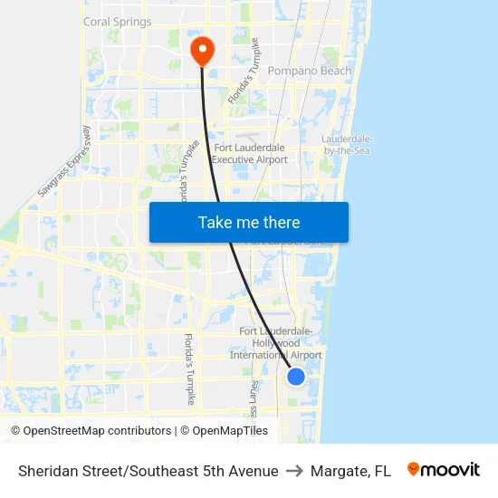 Sheridan Street/Southeast 5th Avenue to Margate, FL map