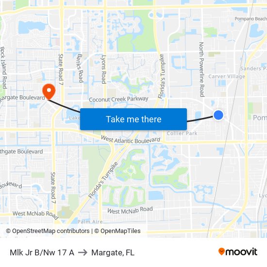 Mlk Jr B/Nw 17 A to Margate, FL map