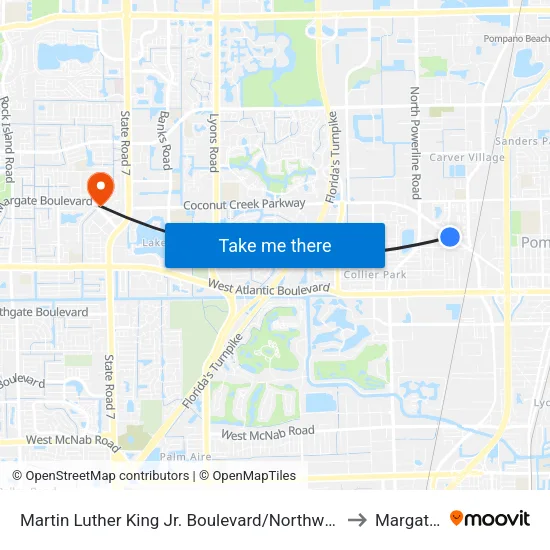 Martin Luther King Jr. Boulevard/Northwest 17th Avenue to Margate, FL map