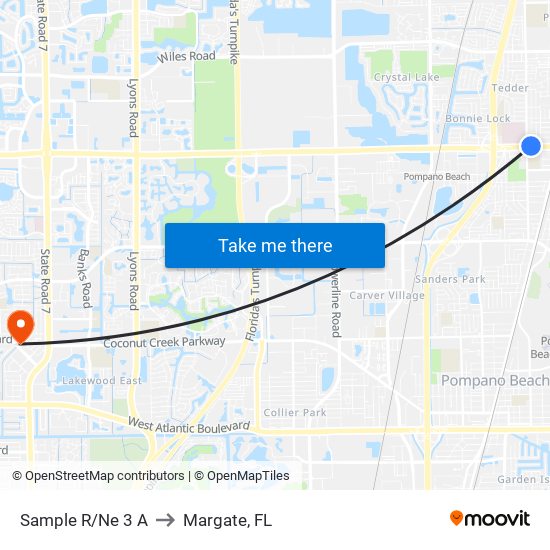 Sample R/Ne 3 A to Margate, FL map