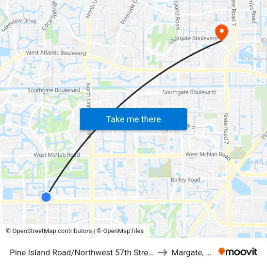 Pine Island Road/Northwest 57th Street to Margate, FL map