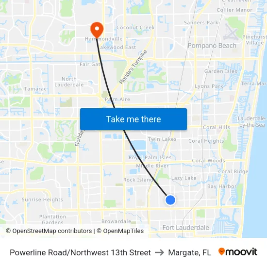 Powerline Road/Northwest 13th Street to Margate, FL map