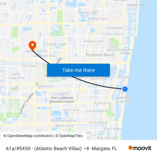 A1a/#5450 - (Atlantic Beach Villas) to Margate, FL map