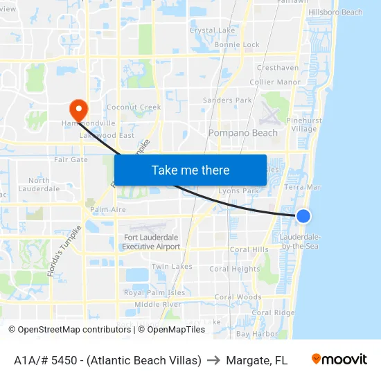 A1A/# 5450 - (Atlantic Beach Villas) to Margate, FL map